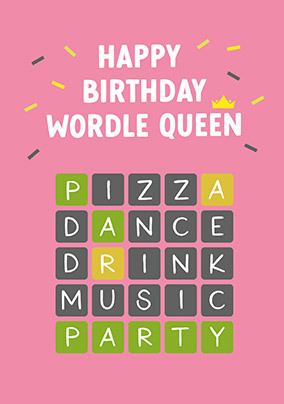 Word Queen Birthday Card