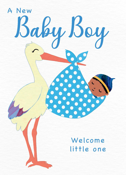 Baby Boy Stork Card