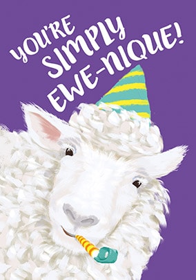 Simply Ewe-nique Birthday Card