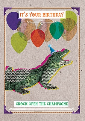 Crock Open The Champagne Birthday Card