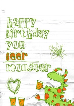 Beer Monster Birthday Card