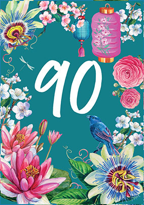 90th Birthday Flowers Card