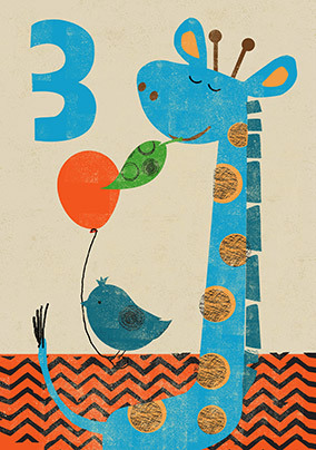 3rd Birthday Giraffe Card