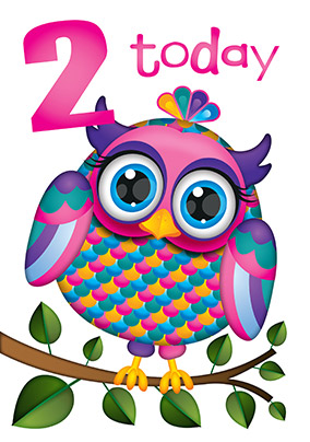 2 Today Purple Owl Birthday Card - Simon Elvin