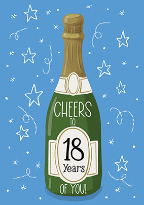 18 Years Of You Blue Birthday Card