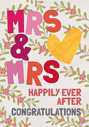 Mrs & Mrs Happily ever after Wedding Card