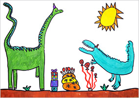 Edward's Dinosaur Birthday Card - Junior Designer Winner Age 7