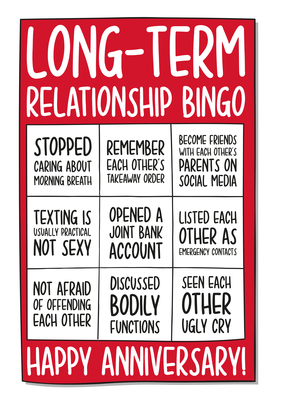 Long-Term Relationship Bingo Anniversary Card