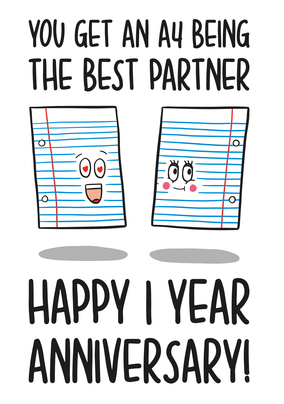 A4 Best Partner 1st Anniversary Card