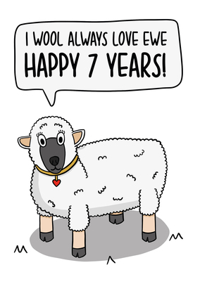 Wool Always Love You 7th Anniversary Card