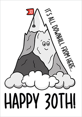 30th Downhill Birthday Card