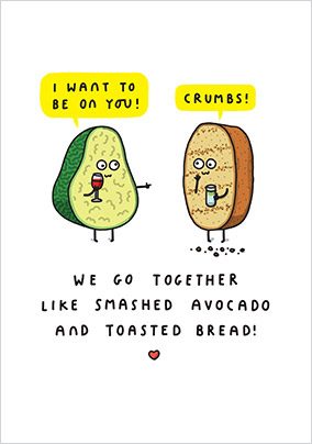 Smashed Avocado and Toasted Bread Valentine's Card