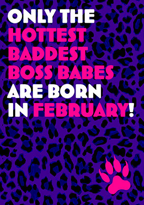 February Boss Babe Birthday Card