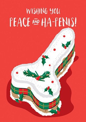 Peace and Ha-Penis Funny Christmas Card