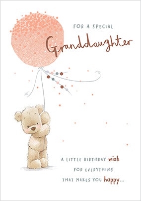 Special Granddaughter Teddy Bear Birthday Card