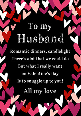 Snuggle up Husband Valentine's Day Card