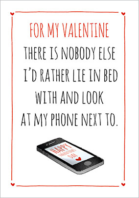Bed and Phone Valentine's Day Card