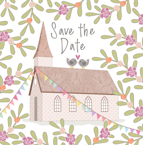Church Save The Date Wedding Card