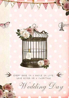 Peony Teacup Wedding Card - Love Gives us a Fairytale