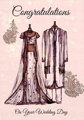 Wedding Congratulations Card - Indian Dress