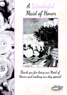 Maid of Honour Wedding Thank You Card