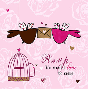 Wedding RSVP Love Birds Card