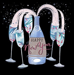 Champagne Flutes New Year Card