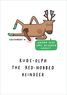 Red-Nobbed Reindeer Christmas Card