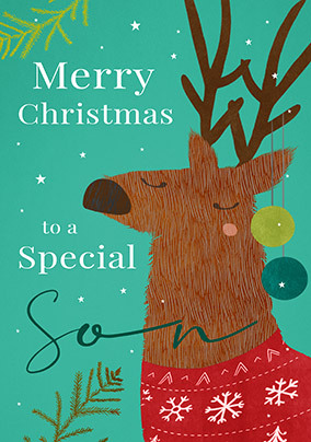 Special Son Reindeer Christmas Card