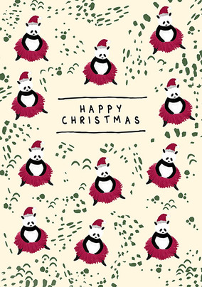 Happy Christmas Pandas Card