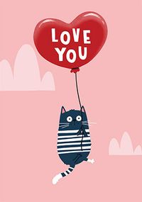 Tap to view Cat Heart Balloon Anniversary Card