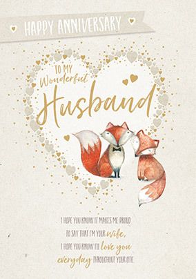 Photo of Fox Love Husband Anniversary Verse Card