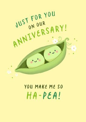 Photo of You Make Me Hap-Pea Anniversary Card