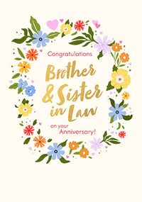 Tap to view Brother and Sister in Law Floral Border Anniversary Card