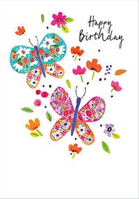Tap to view Butterflies and Flowers Birthday Card