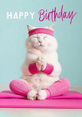 Photo of Yoga Cat Birthday Card