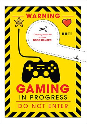 Photo of Gaming in Progress Door Hanger Birthday Card