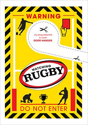 Photo of Watching Rugby Door Hanger Birthday Card