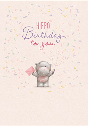Hip Hip Hippo Party Popper Birthay Card