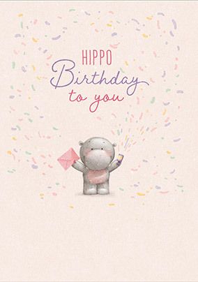 Photo of Hip Hip Hippo Party Popper Birthay Card
