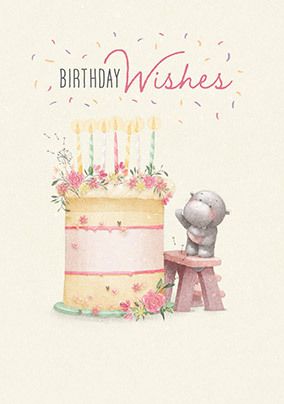 Photo of Hip Hip Hippo Tall Cake Birthday Card