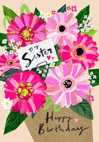 Tap to view To My Sister Gerbora Floral Birthday Card