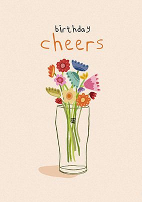 Photo of Floral Cheers Birthday Card