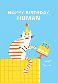 Tap to view Happy Birthday Human Cat Birthday Card