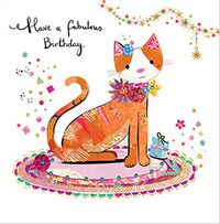 Tap to view Paper Collage Cat Square birthday Card