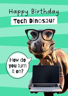 Photo of Tech Dinosaur Birthday Card