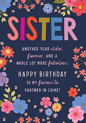 Photo of Sister Floral Verse Birthday Card