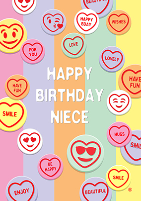 Swizzels Love Hearts Niece Birthday Card