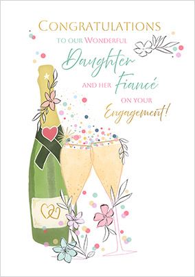 Photo of Daughter and Fiance Champagne Celebration Engagement Card
