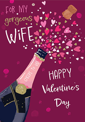 Champagne Flute Wife Valentine's Day Card